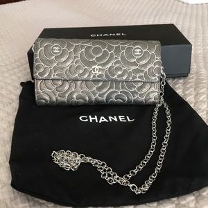 Chanel Camellia Embossed Leather Wallet